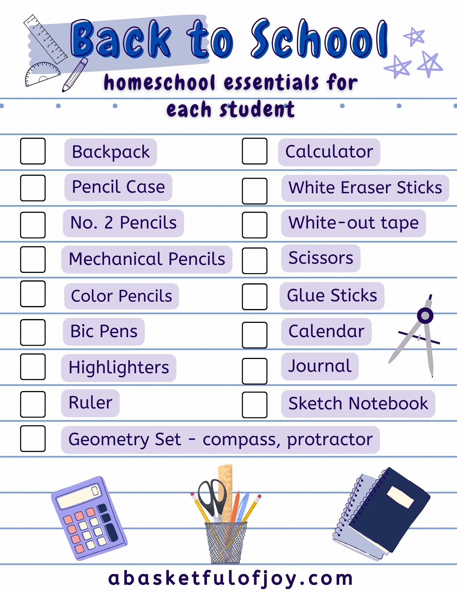 Back to School checklist