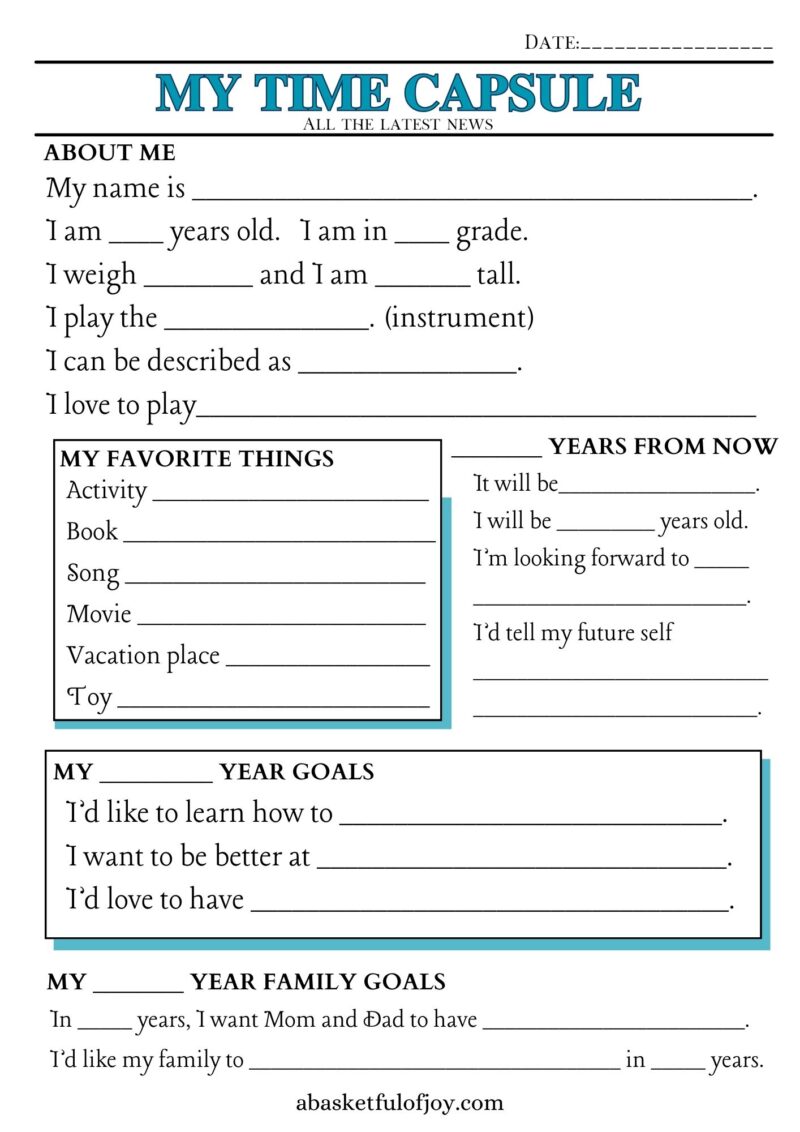 Creating a Simple Time Capsule with Kids - FREE Download - A Basketful ...